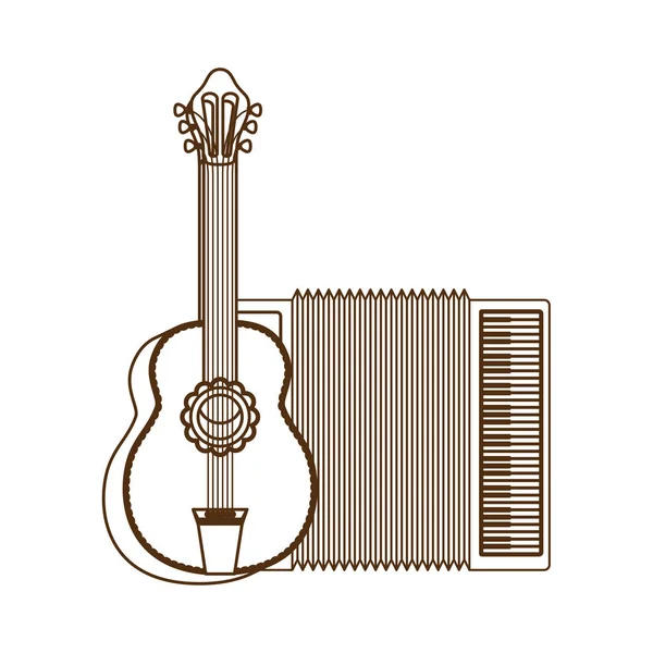 Guitarra y acordeón icono aislado — Vector de stock