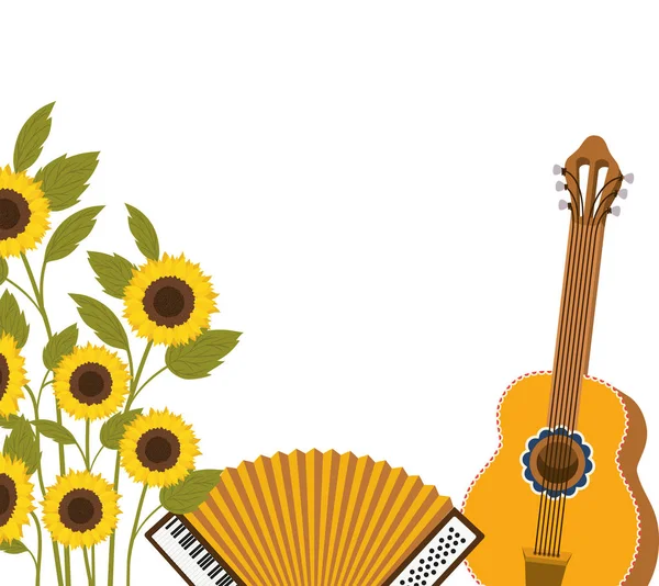 Guitarra y acordeón icono aislado — Vector de stock