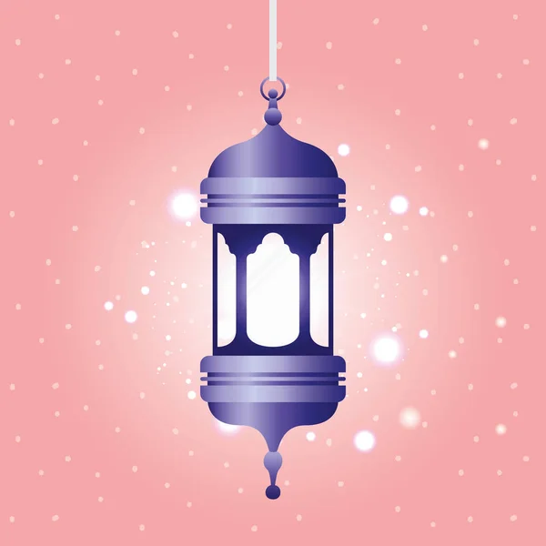 Ramadan Kareem blauwe lantaarn opknoping — Stockvector