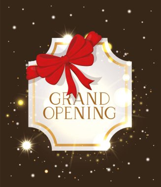 kurdele ve büyük açılış mesajı ile zarif altın çerçeve