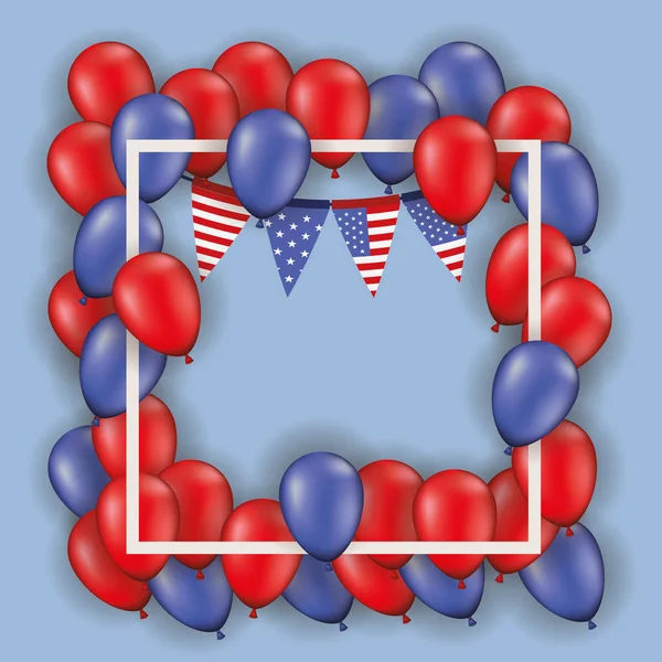 frame with balloons helium and usa garlands