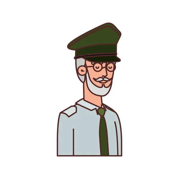 Veteran war old man avatar character — Stock Vector