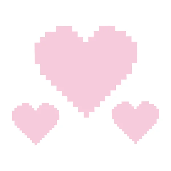 Pixelate corações amor ícone —  Vetores de Stock