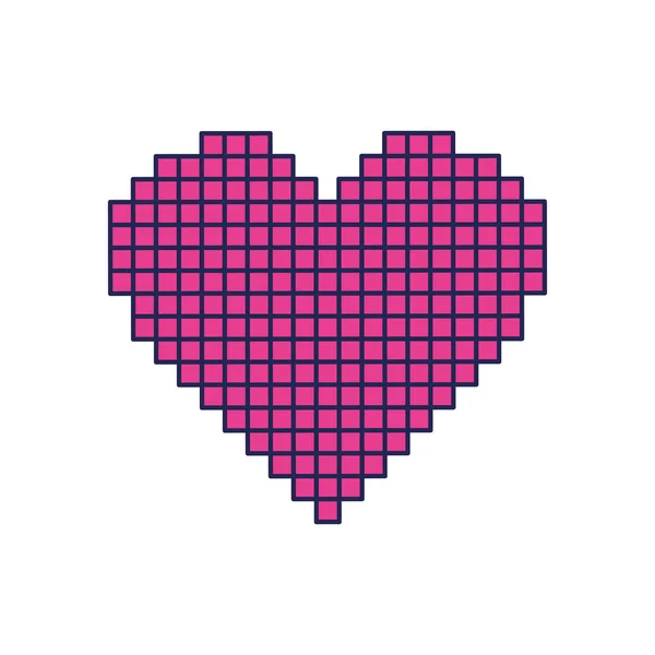 Ícone de amor do coração pixelado — Vetor de Stock