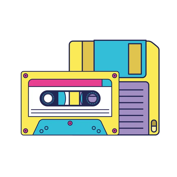 Kasetli retro disket — Stok Vektör