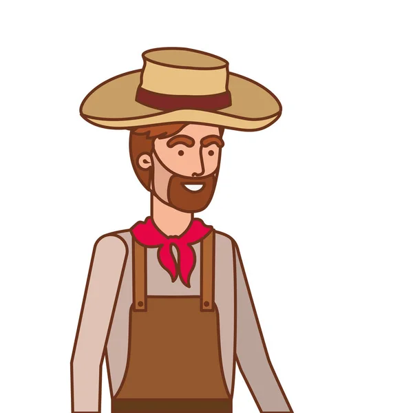 Homem agricultor com chapéu de palha — Vetor de Stock