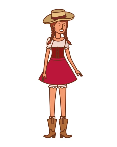 Hasır şapkalı çiftçi kadın — Stok Vektör
