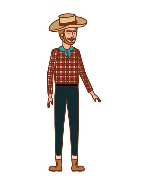 Hombre agricultor con sombrero de paja — Vector de stock