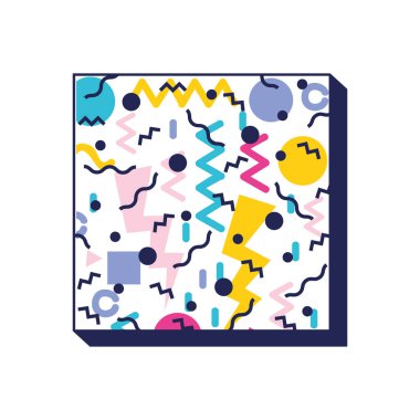 kare kare renkli rakamlar ve çizgiler doksanlı desen