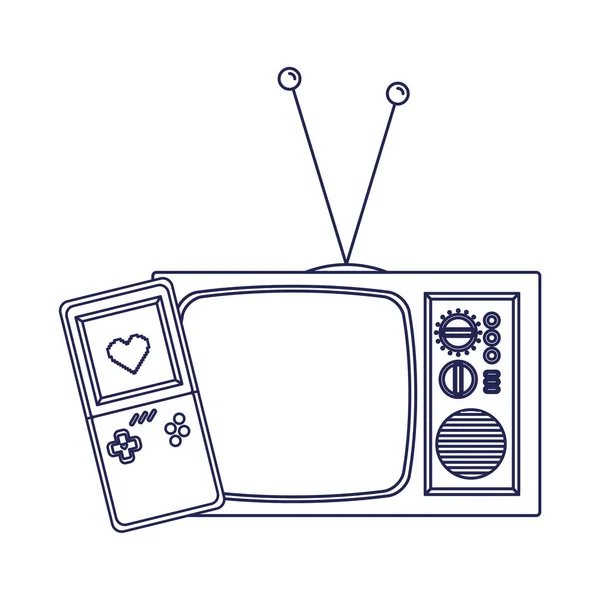 Ikona konzoly video hry a televizní symbol devadesátých let — Stockový vektor