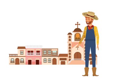 mahalle arka plan evleri ile adam çiftçi