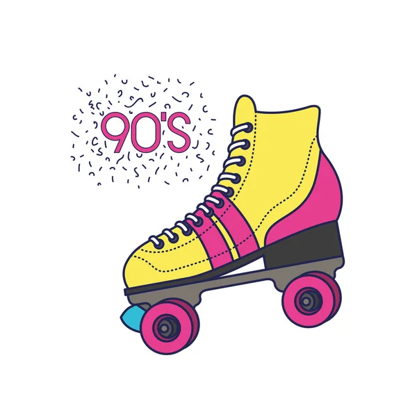 Rodillos de skate noventa icono — Vector de stock