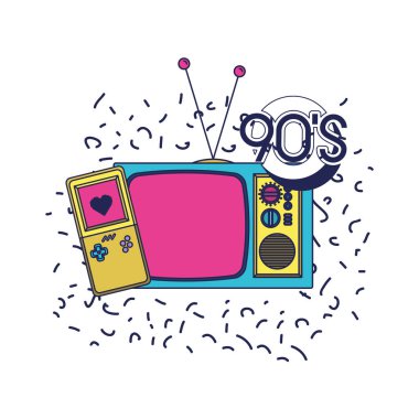 video oyun konsolu kolu ve tv doksanlar simgesi