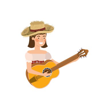 müzik aleti ile çiftçi kadın