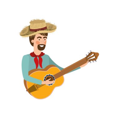 müzik aleti ile çiftçi adam