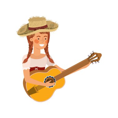 müzik aleti ile çiftçi kadın