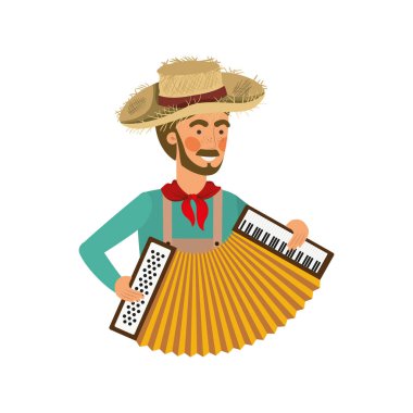 müzik aleti ile çiftçi adam