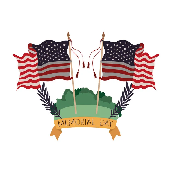 景观图标中的美国国旗 — 图库矢量图片