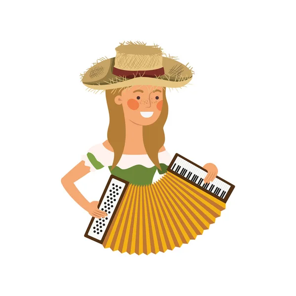 Boer vrouw met muziekinstrument — Stockvector