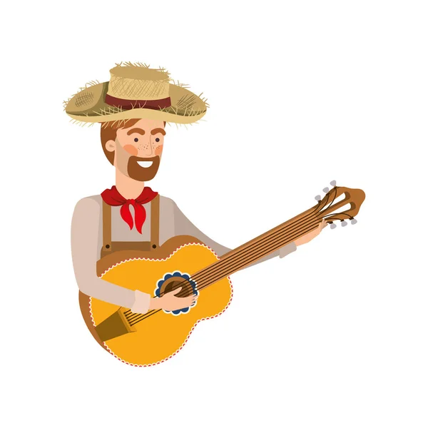 Boer man met muziekinstrument — Stockvector