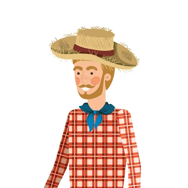 Hasır şapkalı adam çiftçi — Stok Vektör