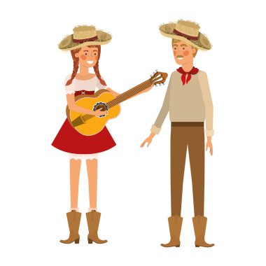 müzik aleti ile çiftçi çift