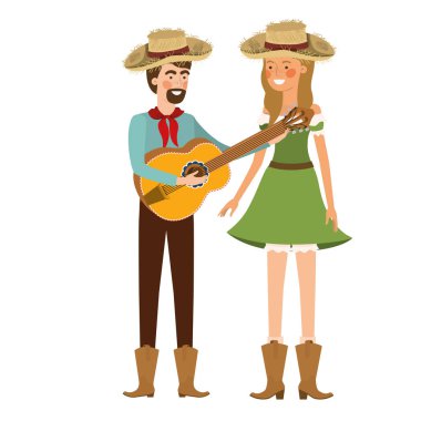 müzik aleti ile çiftçi çift