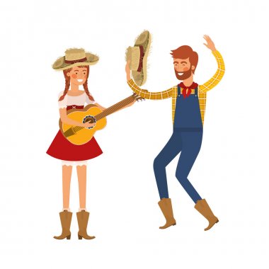 müzik aleti ile çiftçi çift