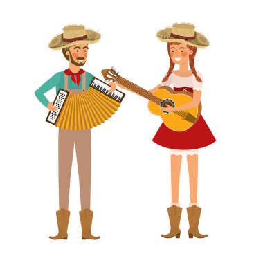 müzik aletleri ile çiftçi çift