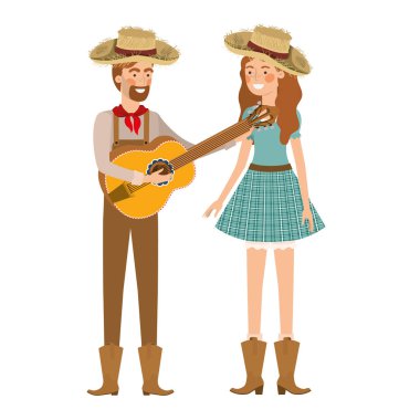 müzik aleti ile çiftçi çift