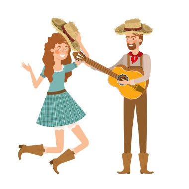 müzik aleti ile çiftçi çift