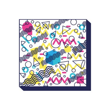 renkli geometrik şekiller ve çizgiler doksanlı desen