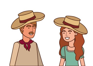 hasır şapka ile konuşan çiftçi çift