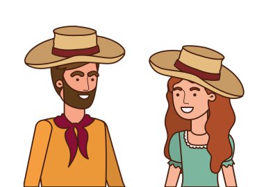 hasır şapka ile konuşan çiftçi çift