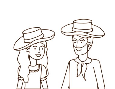 hasır şapka ile konuşan çiftçi çift