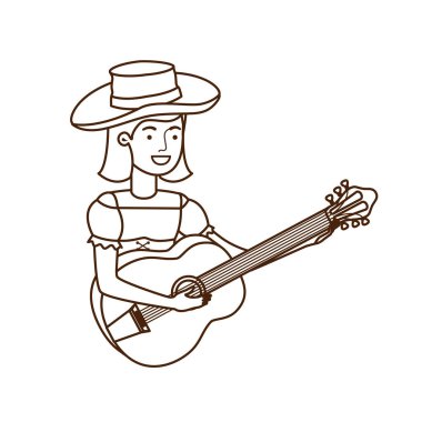 müzik aleti ile çiftçi kadın