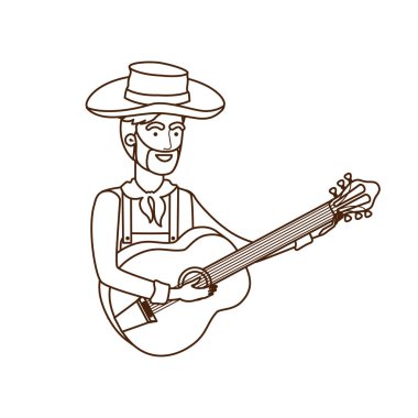 müzik aleti ile çiftçi adam