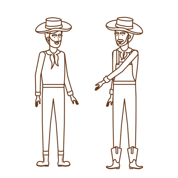 Granjeros hombres hablando con sombrero de paja — Vector de stock