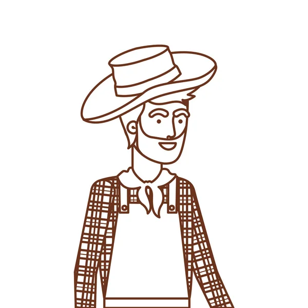 Homem agricultor com chapéu de palha —  Vetores de Stock