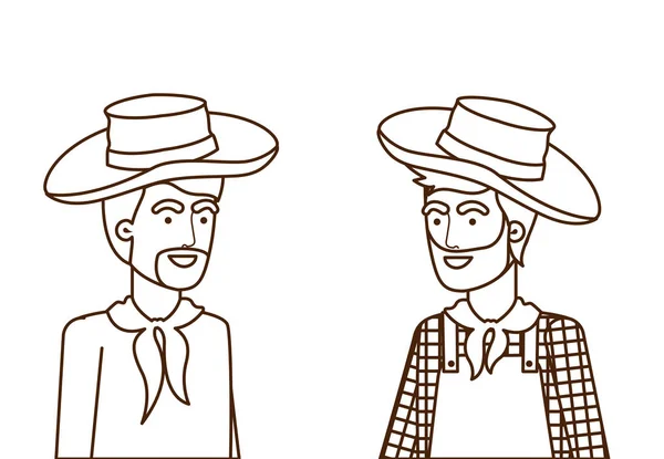Boeren mannen praten met stro hoed — Stockvector