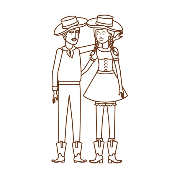 Αγρότες ζευγάρι μιλούν με ψάθινο καπέλο — Διανυσματικό Αρχείο