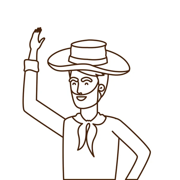 Hombre agricultor con sombrero de paja — Vector de stock
