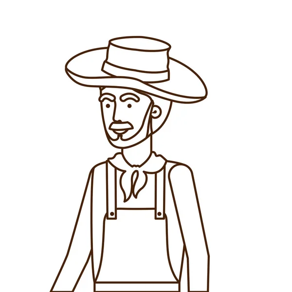 麦わら帽子をかぶった男農家 — ストックベクタ