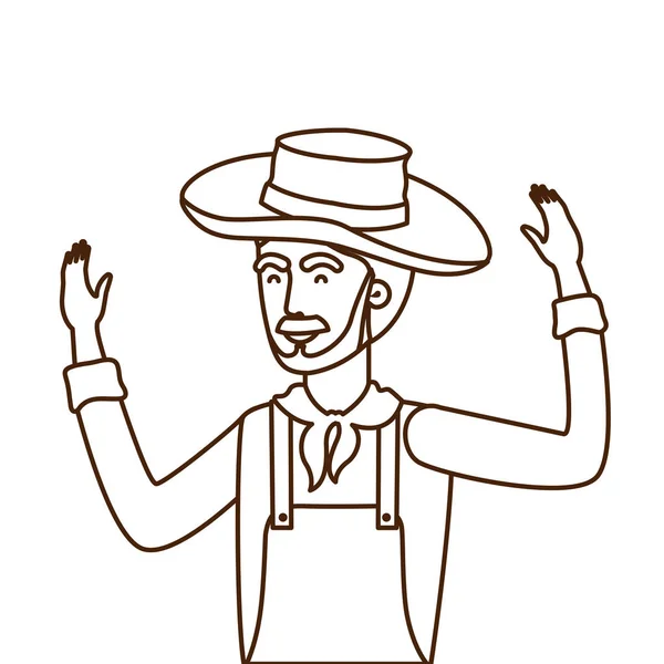 Homem agricultor com chapéu de palha — Vetor de Stock