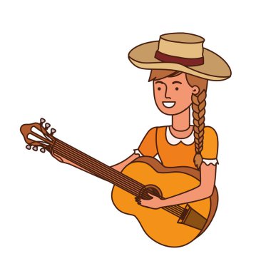 müzik aleti ile çiftçi kadın