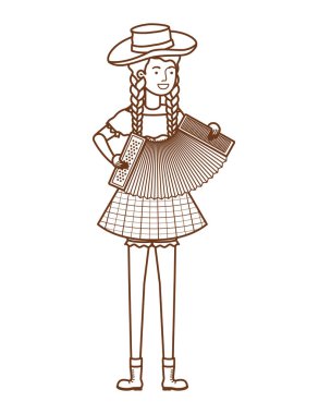 müzik aleti ile çiftçi kadın