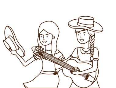 müzik aleti ile çiftçi kadın
