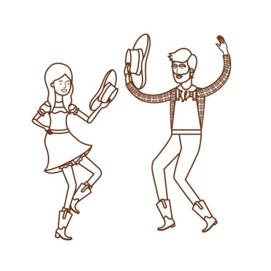 hasır şapka ile dans çiftçiler çift