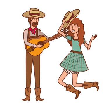 müzik aleti ile çiftçi çift