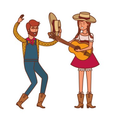 müzik aleti ile çiftçi çift